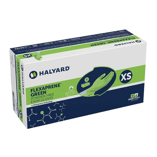 [44792] Halyard Flexaprene® Green Powder-Free Exam Gloves, X-Small