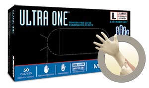 [UL-315-L] Microflex Ultra One® Powder-Free Extended Cuff Latex Exam Gloves, Large
