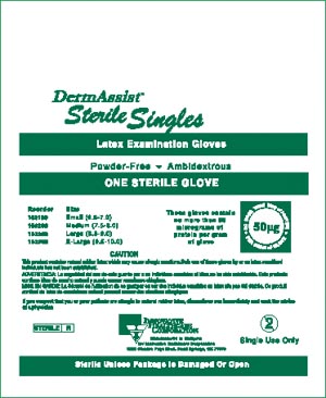 [103300] Innovative Dermassist® Powder-Free Sterile Latex Exam Gloves, Large (8½ - 9), Singles