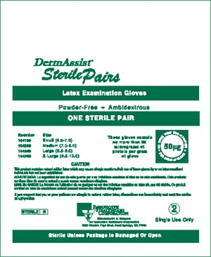 [104300] Innovative Dermassist® Powder-Free Sterile Latex Exam Gloves, Large (8½ - 9), Pairs