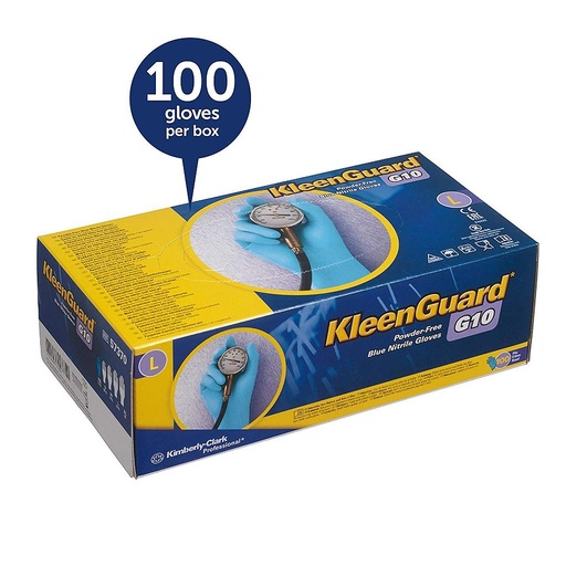 [57373] Kimberly-Clark Kleenguard G10 Nitrile Glove, Large, Blue, Textured Fingertips