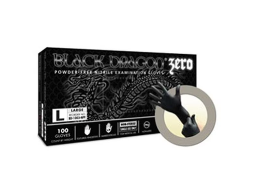 [BD-1001-NPF] Microflex Black Dragon® Zero Powder-Free Nitrile Exam Gloves, Black, Small