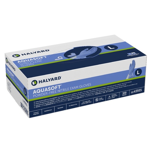 [43934] Halyard Aquasoft™ Blue Nitrile Exam Gloves, Medium 300BX/10Boxes/CS