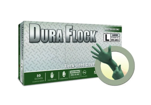 [DFK-608-L] Microflex Dura Flock® Flock-Lined Industrial-Grade Nitrile Gloves, Large