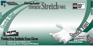 [162100] Innovative Dermassist® Stretch Vinyl Non-Sterile Smooth Exam Gloves, Small 6½ - 7
