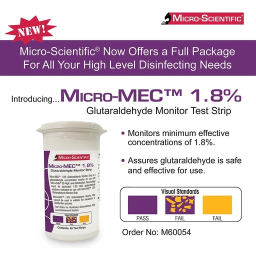 [M60054] Micro-Scientific Micro-MEC™ 1.8% Glutaraldehyde Monitor Strips