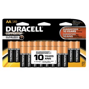 [MN1500B20] Duracell® Coppertop® Alkaline Retail Battery With Duralock Power Preserve™ Tech, A