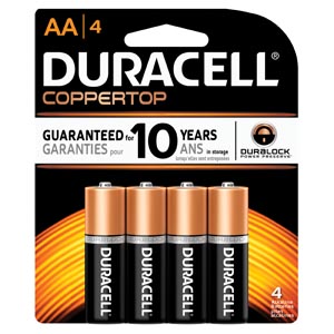 [MN1500B4Z] Duracell® Coppertop® Alkaline Retail Battery, Duralock Power Preserve™ Tech, Size 