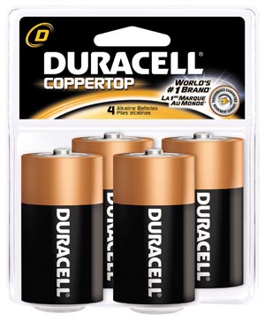 [MN1300R4Z] Duracell® Coppertop® Alkaline Retail Battery With Duralock Power Preserve™ Tech, D