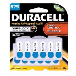 [DA675B12RC] Duracell® Hearing Aid Battery, Zinc Air, Size 675, 12/pk