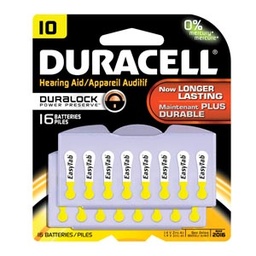 [DA10B16] Duracell® Hearing Aid Battery, Zinc Air, Size 10, 16pk