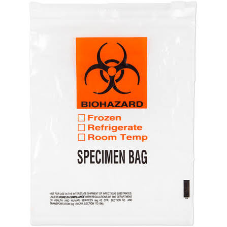 [4510] Medegen Specimen Transport Bags, 7" x 9", Slide Zip Closure with Pouch, 1.75 mil