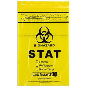 [3785] Medegen Specimen Transport Bags, 6" x 9", Zip Closure with Pouch, Bio Symbol, 2 mil