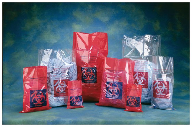 [5026] Medegen Autoclavable Biohazard Bags, 25" x 30", Red/ Printed, 1.75 mil