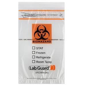 [D4078] Medegen Transport Bag, Clear, 6" x 10", Clear with Black & Orange Label, 2 mil
