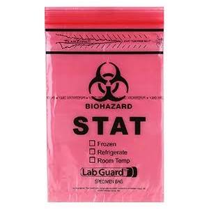 [4001] Medegen STAT Transport Bag with Biohazard Symbol, 6" x 9", Red/ Black