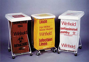 [R116] Medegen Hamper Bags, 23" x 23", 1.5 mil, Red, "Biohazardous Waste"