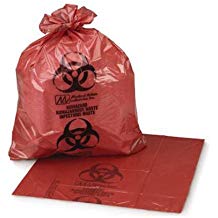 [RD650] Medegen Hamper Bags, 16" x 24", 1.25 mil, Red, "Biohazardous Waste"