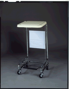 [15-9100] Medegen Premier™ Silver Hamper Stand, 19" x 21" x 36", Step-On Foot Pedal, Soiled Linen