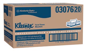 [03076] Kimberly-Clark Facial Tissue, White, 125/pk