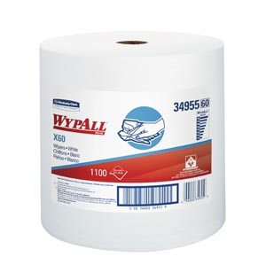[34955] Kimberly-Clark Wypall® X60 Jumbo Roll, 13.4" x 12½", White, 1100 wipers/rl
