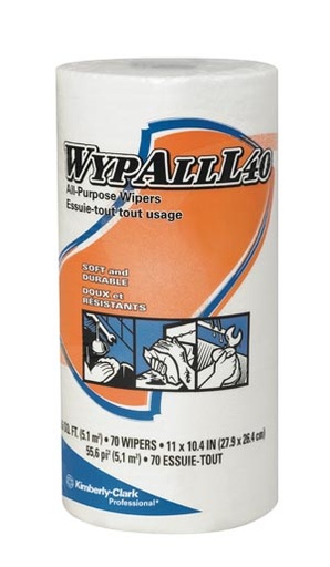 [05027] Kimberly-Clark Wypall® L40, White, 11" x 10.4", 70/roll
