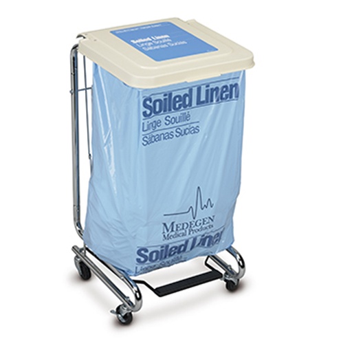 [15-9200] Medegen Chrome® Infectious Waste Hamper with Decal, Foot Pedal Activated Lid, 30-33 Gal