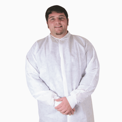 [342] Dukal Fluid Resistant Lab Coat, Large, Full Length, Anti-Static, No Pockets, White