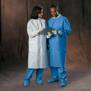[10032] Halyard Basic Plus Lab Coat, Blue, Large