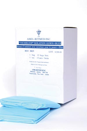 [8025] AMD Medicom Impervious Gown, Regular, Blue Poly Thumb Loop