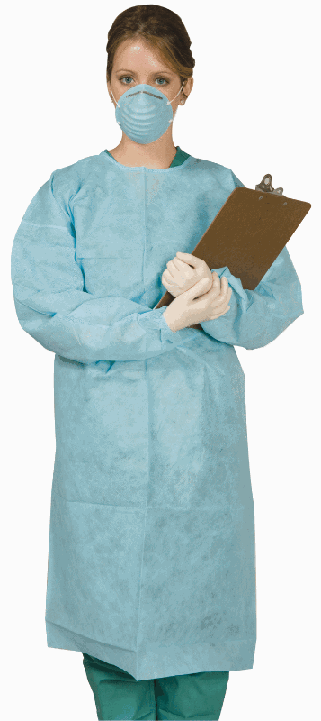 [SG-1001] Mydent Disposable Gown, Tie-Back, Blue, Large. 10/bag (10/cs, 18 cs/plt)