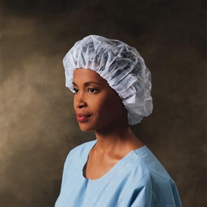 [69086] Halyard Bouffant Cap Spunbound, White, X-Large