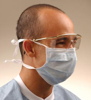 [GCS] Crosstex Surgical Mask with Tie on Laces, Latex Free (LF), Blue