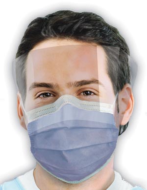 [GCIPWS] Crosstex Isofluid Fogfree® Earloop Mask With Splash Visor, Latex Free (LF), Sapphire