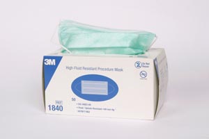 [1840] 3M™ High Fluid Resistant Procedure Mask, Earloop, Light Green