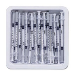 [305540] BD Precisionglide™ Allergist Trays/1mL, Permanently Attached Needle, 27G x ½&quot;, Regu