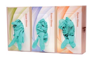 [GL300-1214] Bowman Glove Box Dispenser, Triple with Dividers, Semi-Transparent