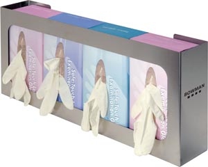 [GS-060] Bowman Quad Glove Box Dispenser, Stainless Steel