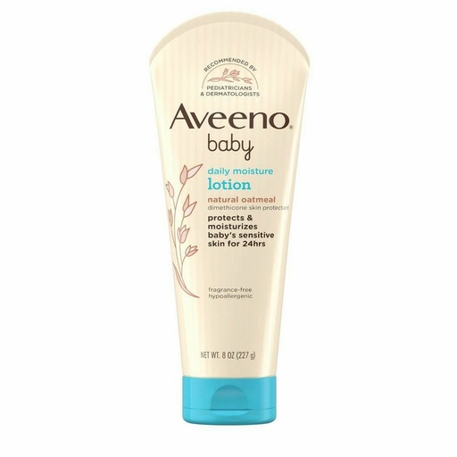 [116517] Johnson & Johnson Aveeno 8 oz Baby Fragrance Free Daily Moisture Lotion, 12/Case