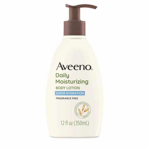 [116104] Johnson & Johnson Aveeno 12 fl oz Sheer Hydration Daily Moisturizing Body Lotion, 12/Case