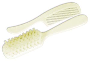 [PCB2] Dukal Dawnmist Baby Comb & Brush Set, Ivory, 1/bg