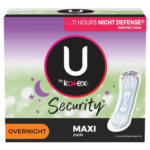 [01404] Kotex Kimberly-Clark U Security Overnight Maxi Feminine Pads, 112/Case