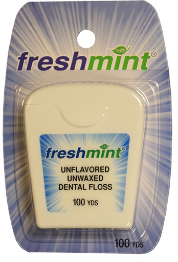 [DFUW100] New World Imports Freshmint® Dental Floss, Unflavored, Unwaxed, 100 yds