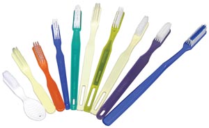 [TB46] Dukal Dawnmist Toothbrush, 46 Tuft, Translucent Green Handle, Rounded White Nylon Bristles