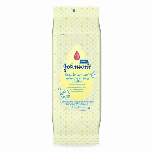 [117186] Johnson & Johnson Head-To-Toe Extra-Large Baby Cleansing Cloths, 6 Pack/Case
