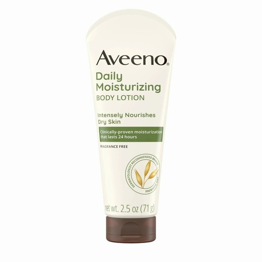 [116534] Johnson & Johnson Aveeno 2.5 oz Fragrance-Free Daily Moisturizing Body Lotion, 12/Case