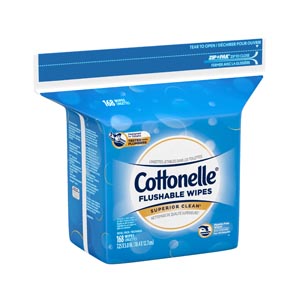 [10358] Kimberly-Clark Cottonelle® Moist Wipes Cleansing Cloths, Flushable, Refill, 168/pk