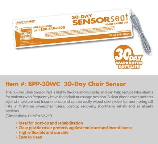 [BPP-30WC] Nurse Assist Fall Sensors - Sensor Pad, Chair, 30-Day