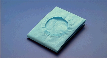 [697] Busse Towels/Drapes, 3" Round Fenestration, Sterile, Blue/ White, 50/dispenser bx