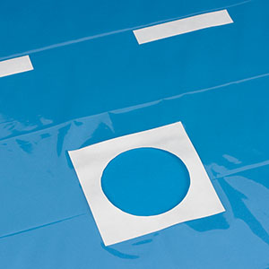[691] Busse Epidural/Pain Management Drape, 24" x 30", Clear Plastic, 4" Fenestration, Adh. Patch
